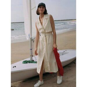 NWOT UNIQLO JW ANDERSON SS22 Linen Blend Sleeveless Dress Cream, No Belt, XS